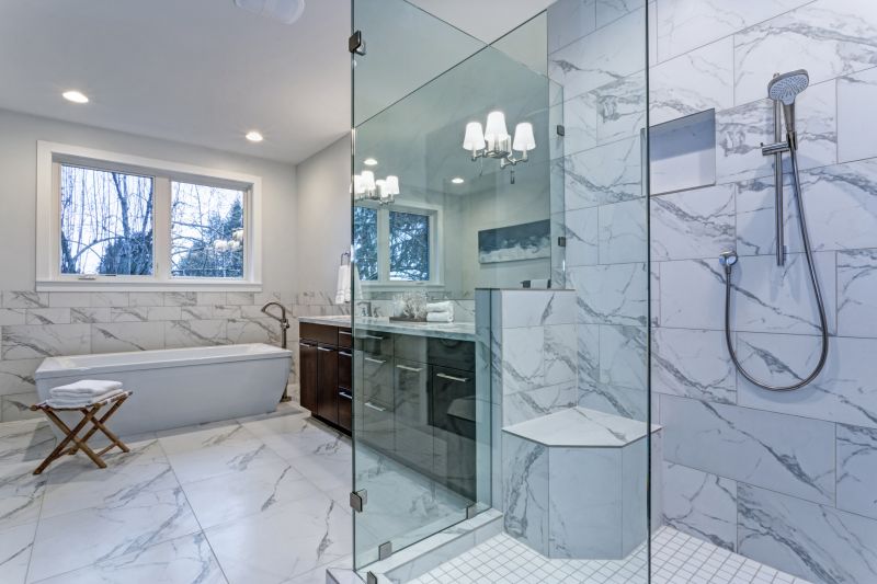 Open Concept Shower with Natural Stone